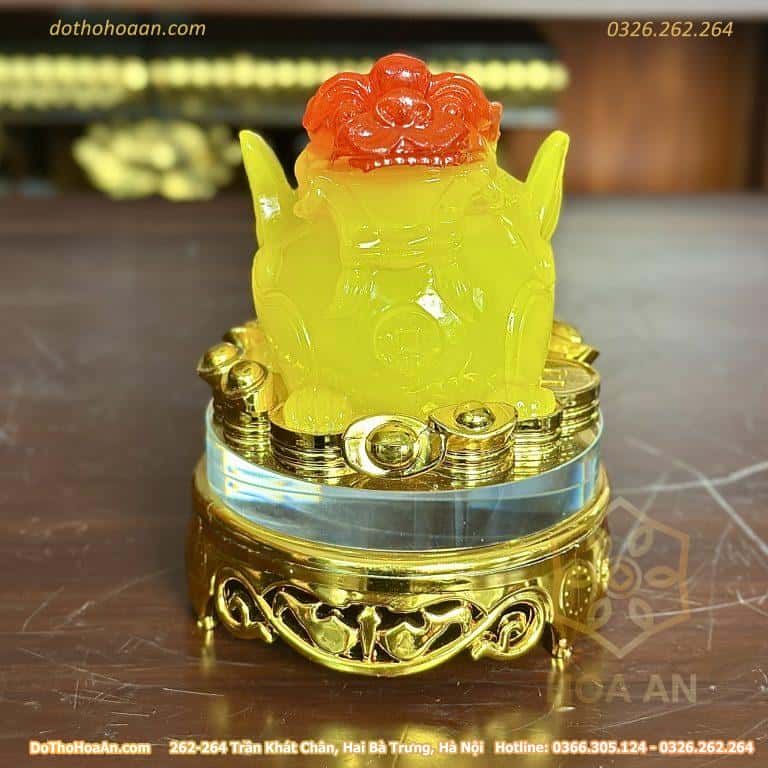 Tỳ Hưu Phong Thuỷ Xoay Đế Kính Vàng Mật Ong