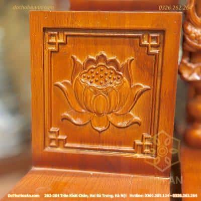 Ban Thờ Thần Tài 3 Mái Chùa Gỗ Xoan Màu Hương Và Bục Tam Cấp Bàn Thờ Thần Tài Xoan Màu Hương Đục Sen3