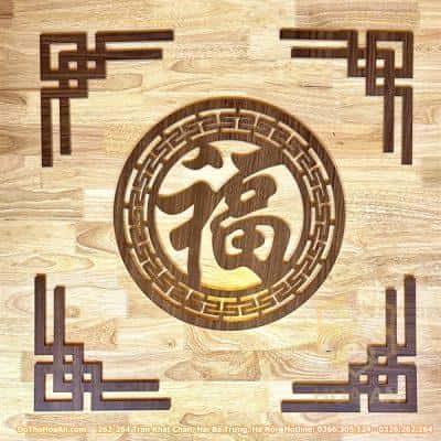 Combo Bộ Ốp Hoa Văn Trang Trí Chữ Phúc Và 4 Triện Góc Vuông