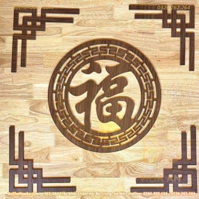 Combo Bộ Ốp Hoa Văn Trang Trí Chữ Phúc Và 4 Triện Góc Vuông1