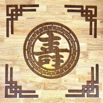 Combo Bộ Ốp Hoa Văn Trang Trí Chữ Thọ Và 4 Triện Góc Vuông
