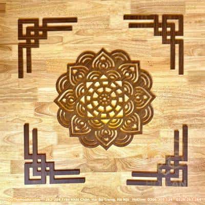 Combo Bộ Ốp Hoa Văn Trang Trí Mandala Và 4 Triện Góc Vuông