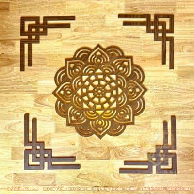 Combo Bộ Ốp Hoa Văn Trang Trí Mandala Và 4 Triện Góc Vuông1