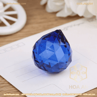 Cầu Treo Phong Thủy Pha Lê Xanh Dương Đậm