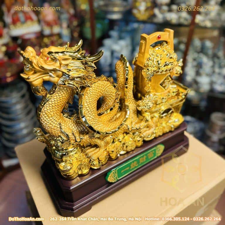 Tượng Rồng Phong Thủy Kéo Xô Tiền