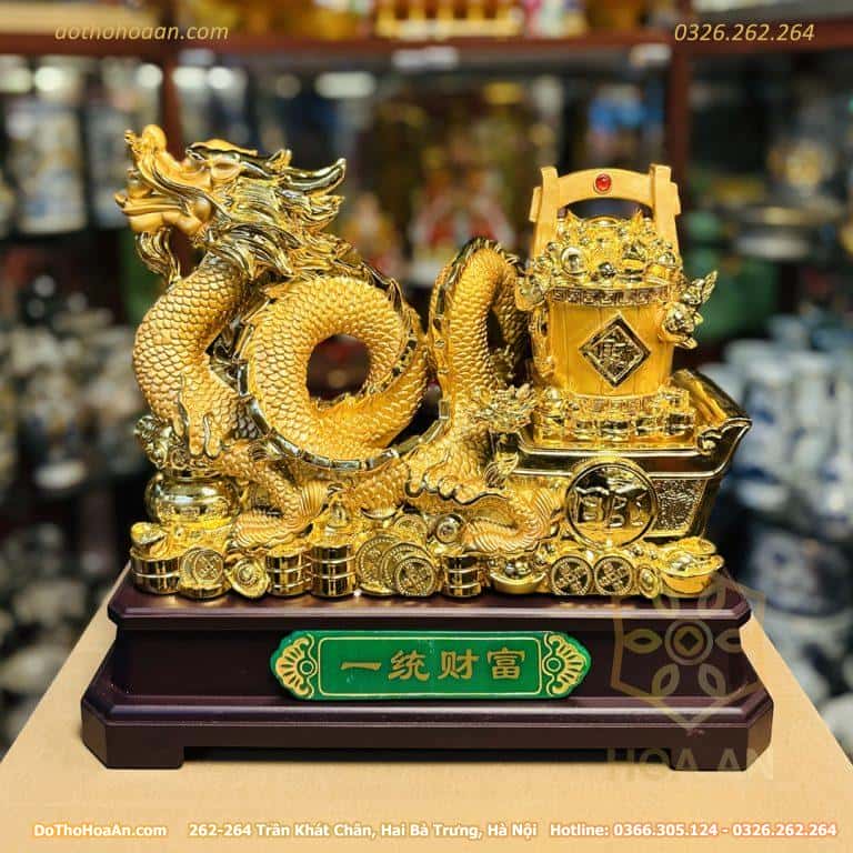 Tượng Rồng Phong Thủy Kéo Xô Tiền