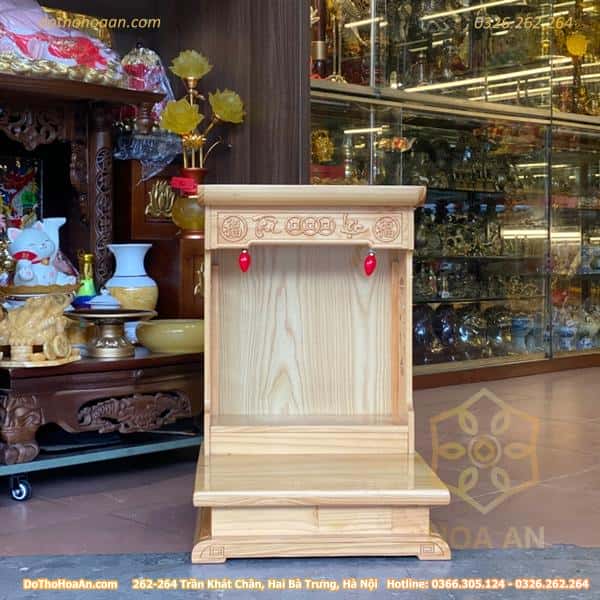 Ban Thờ Thần Tài Đương Đại Gỗ Sồi Màu Vàng1