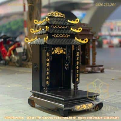 Bàn Thờ Thần Tài Gỗ Hương Dát Vàng 3 Mái Chùa1