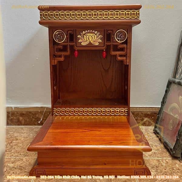 Bàn Thờ Thần Tài Hiện Đại Gỗ Sồi Triện Sen Dát Vàng Màu Hương-ngang-48cm(variation) Bàn Thờ Thần Tài Hiện Đại Gỗ Sồi Triện Sen Dát Vàng Màu Hương-ngang-48cm(variation)
