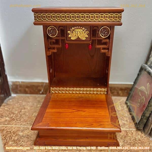 Bàn Thờ Thần Tài Hiện Đại Gỗ Sồi Triện Sen Dát Vàng Màu Hương2 Bàn Thờ Thần Tài Hiện Đại Gỗ Sồi Triện Sen Dát Vàng Màu Hương2
