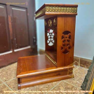 Bàn Thờ Thần Tài Hiện Đại Gỗ Sồi Triện Sen Dát Vàng Màu Hương3