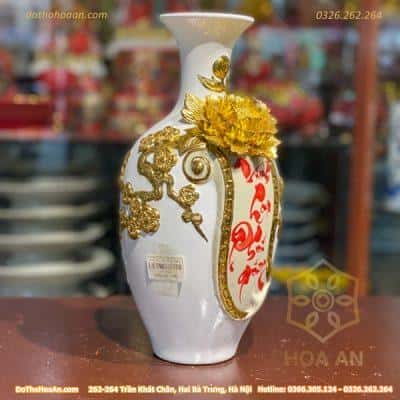 Bảo Bình Vinh Hoa Phú Quý Màu Trắng Dát Vàng1