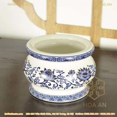 Bát Hương Gấm Hoa Sen Xanh