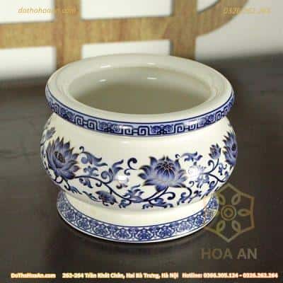 Bát Hương Gấm Hoa Sen Xanh2