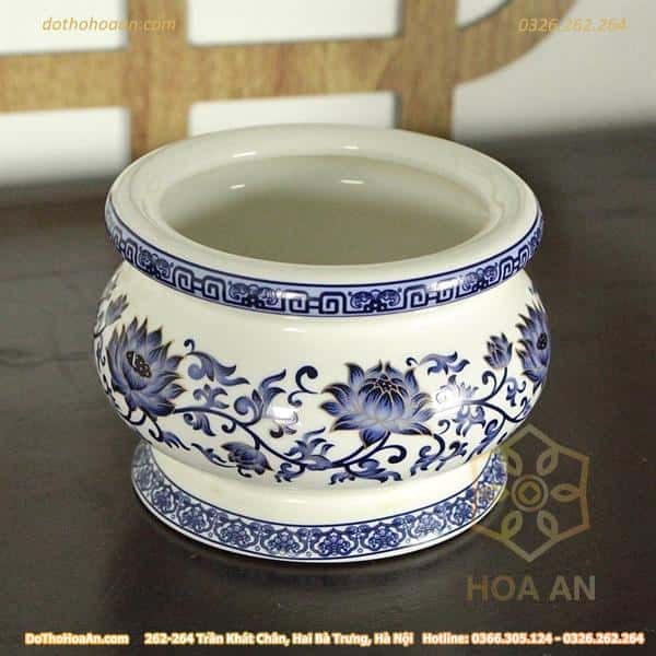 Bát Hương Gấm Hoa Sen Xanh2