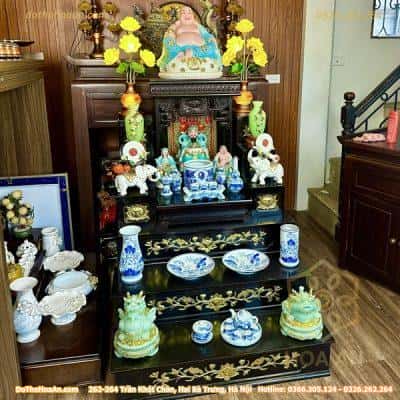 Bộ Ban Thờ Thần Tài Hiện Đại Kết Hợp Kệ 3 Tầng Sứ Men Ngọc1