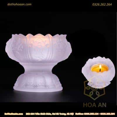 Chân Đựng Nến Lưu Ly Trắng