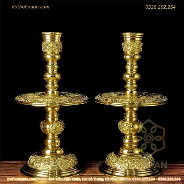 Chân Nến Đồng Chạm Tứ Linh Đài Loan-cao-50cm(variation)