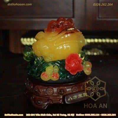 Cóc Thiềm Thừ Phong Thuỷ Xoay Đế Gỗ Hồ Lô Vàng Mật Ong3
