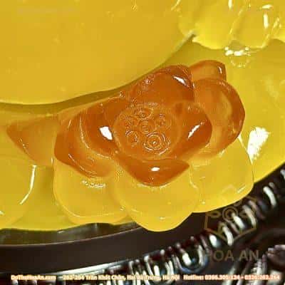 Cóc Thiềm Thừ Tọa Hoa Phong Thuỷ Xoay Đế Gỗ Vàng Mật Ong4