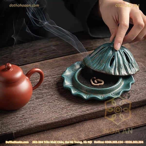 Đốt Trầm Gốm Sứ Tử Sa Lá Sen2 Đốt Trầm Gốm Sứ Tử Sa Lá Sen2