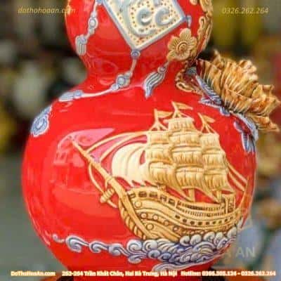 Hồ Lô Hút Lộc Chữ Lộc Thuận Buồm Xuôi Gió Đỏ Đắp Nổi1