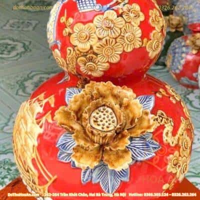 Hồ Lô Hút Lộc Chữ Lộc Thuận Buồm Xuôi Gió Đỏ Đắp Nổi3