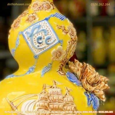 Hồ Lô Hút Lộc Chữ Lộc Thuận Buồm Xuôi Gió Vàng Đắp Nổi2