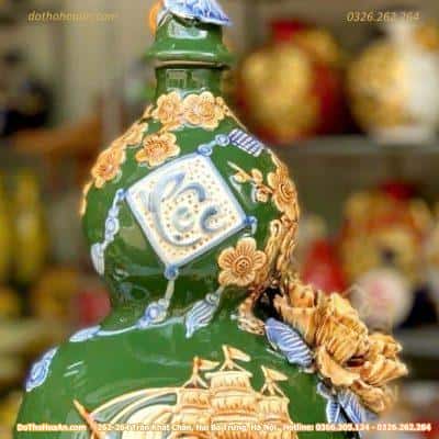 Hồ Lô Hút Lộc Chữ Lộc Thuận Buồm Xuôi Gió Xanh Lá Đắp Nổi1