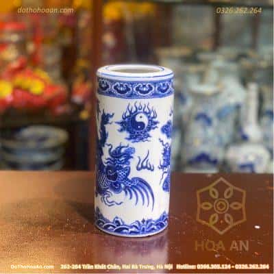 Ống Hương Rồng Men Trắng