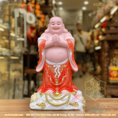 Tượng Di Lặc Đá Áo Đỏ Chúc Phúc