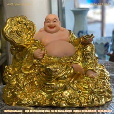 Tượng Di Lặc Như Ý Dát Vàng 24K
