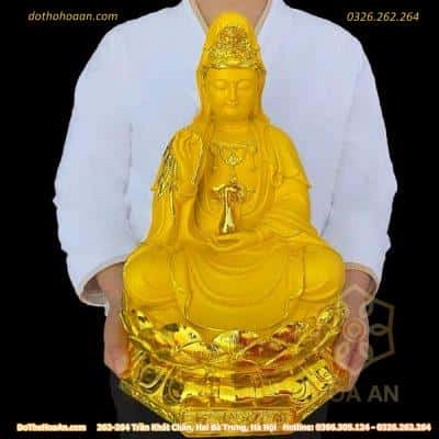 Tượng Phật Bà Quan Âm Composite Vàng1