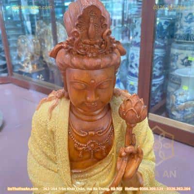 Tượng Phật Bà Quan Âm Gỗ Dát Kim3
