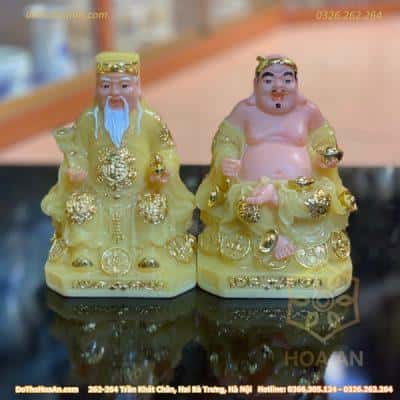Tượng Thần Tài Thổ Địa Bột Đá Vàng Thạch Anh