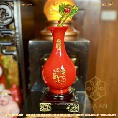Cặp bình Như Ý Mẫu Đơn màu đỏ