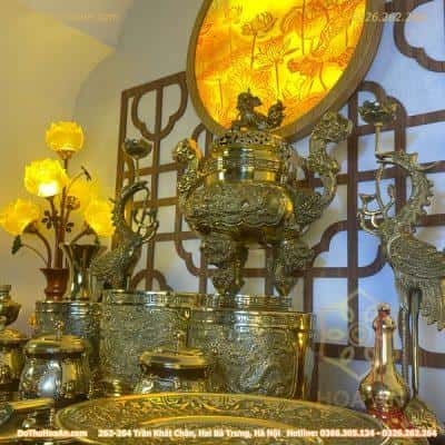 Bộ Đồ Thờ Gia Tiên Đồng Vàng Cao Cấp2