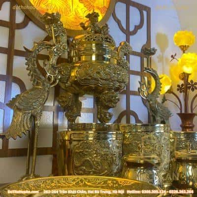 Bộ Đồ Thờ Gia Tiên Đồng Vàng Cao Cấp3