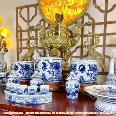 Bộ Đồ Thờ Gia Tiên Ngũ Sự Kết Hợp Sứ Men Ngọc2