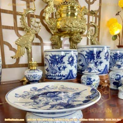 Bộ Đồ Thờ Gia Tiên Ngũ Sự Kết Hợp Sứ Men Ngọc3