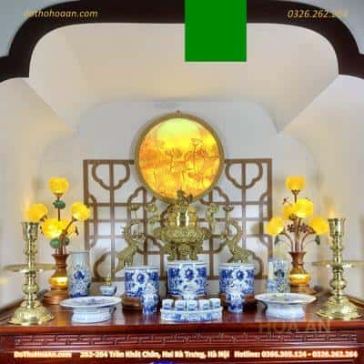 Bộ Đồ Thờ Gia Tiên Ngũ Sự Kết Hợp Sứ Men Ngọc4
