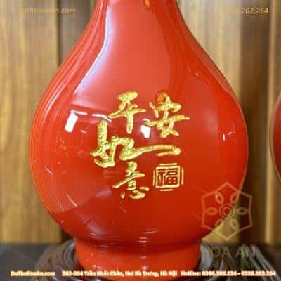 Cặp bình Như Ý Mẫu Đơn màu đỏ2
