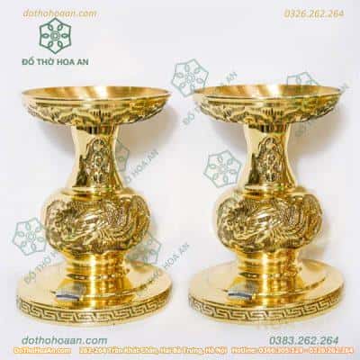 Chân Nến Đồng Thờ Rồng Phượng-to(variation)