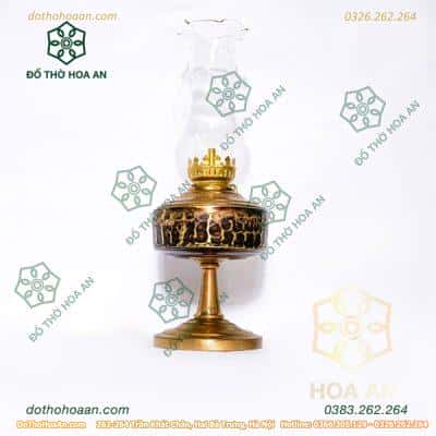 Đèn Dầu Đồng Hun Chân Ngắn1