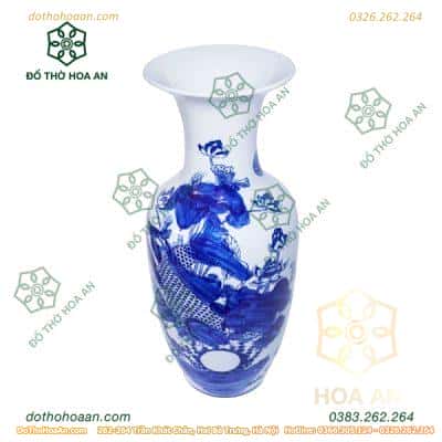 Lục Bình Lý Ngư Vọng Nguyệt Men Trắng