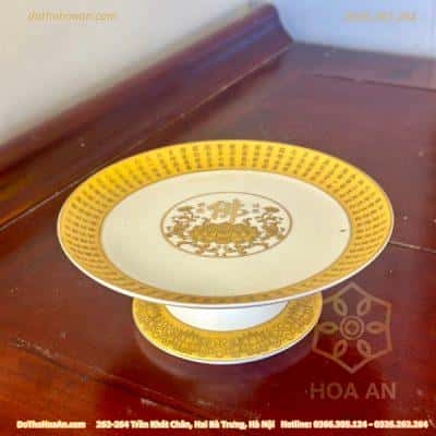 Mâm Bồng Thờ Sứ Bát Nhã Tâm Kinh Vàng