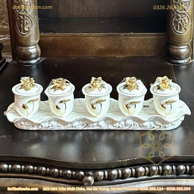 Khay 5 Chén Bạch Ngọc Kim Sen