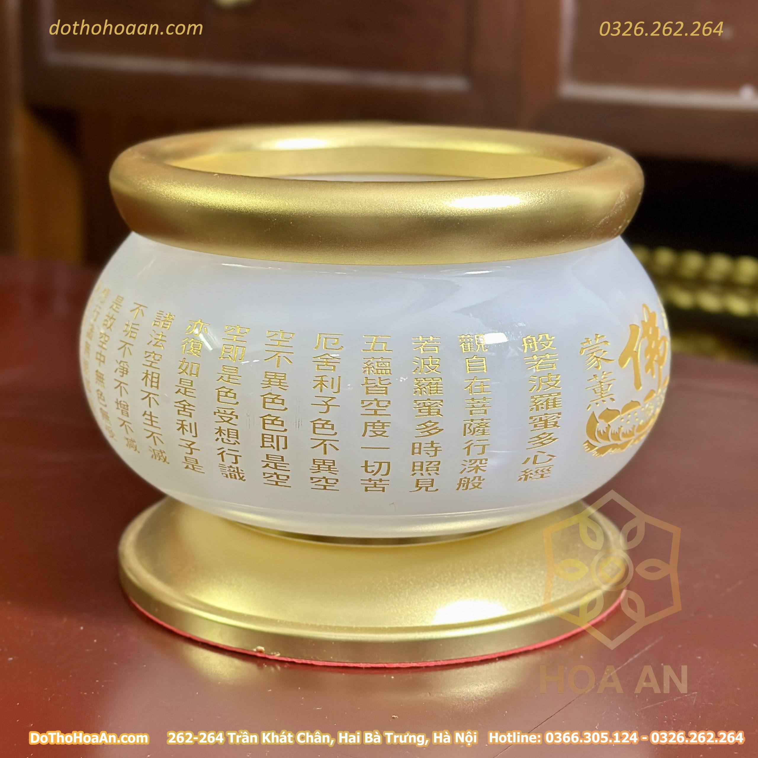 Bát Hương Lưu Ly Trắng Bọc Đồng (2)