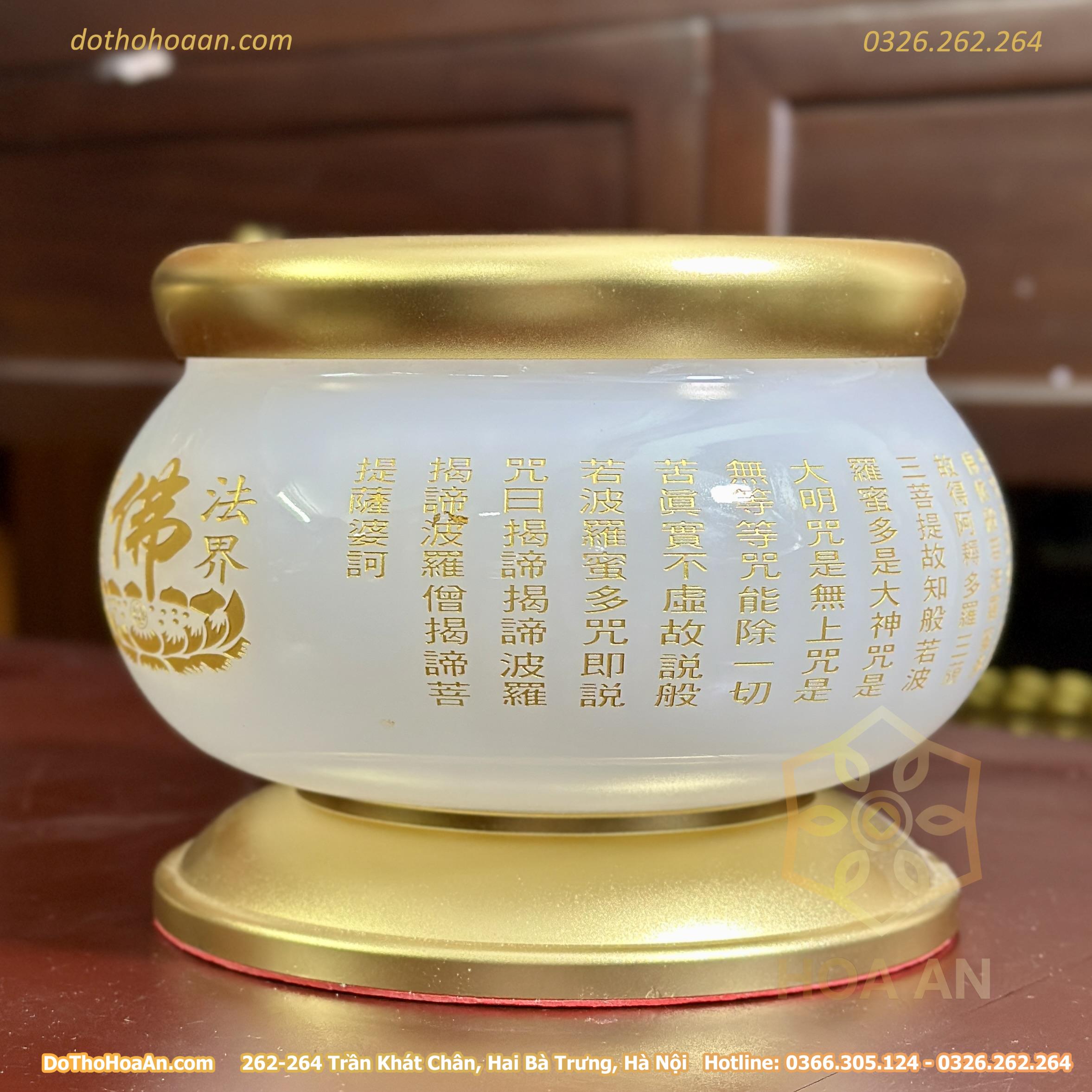 Bát Hương Lưu Ly Trắng Bọc Đồng (3)