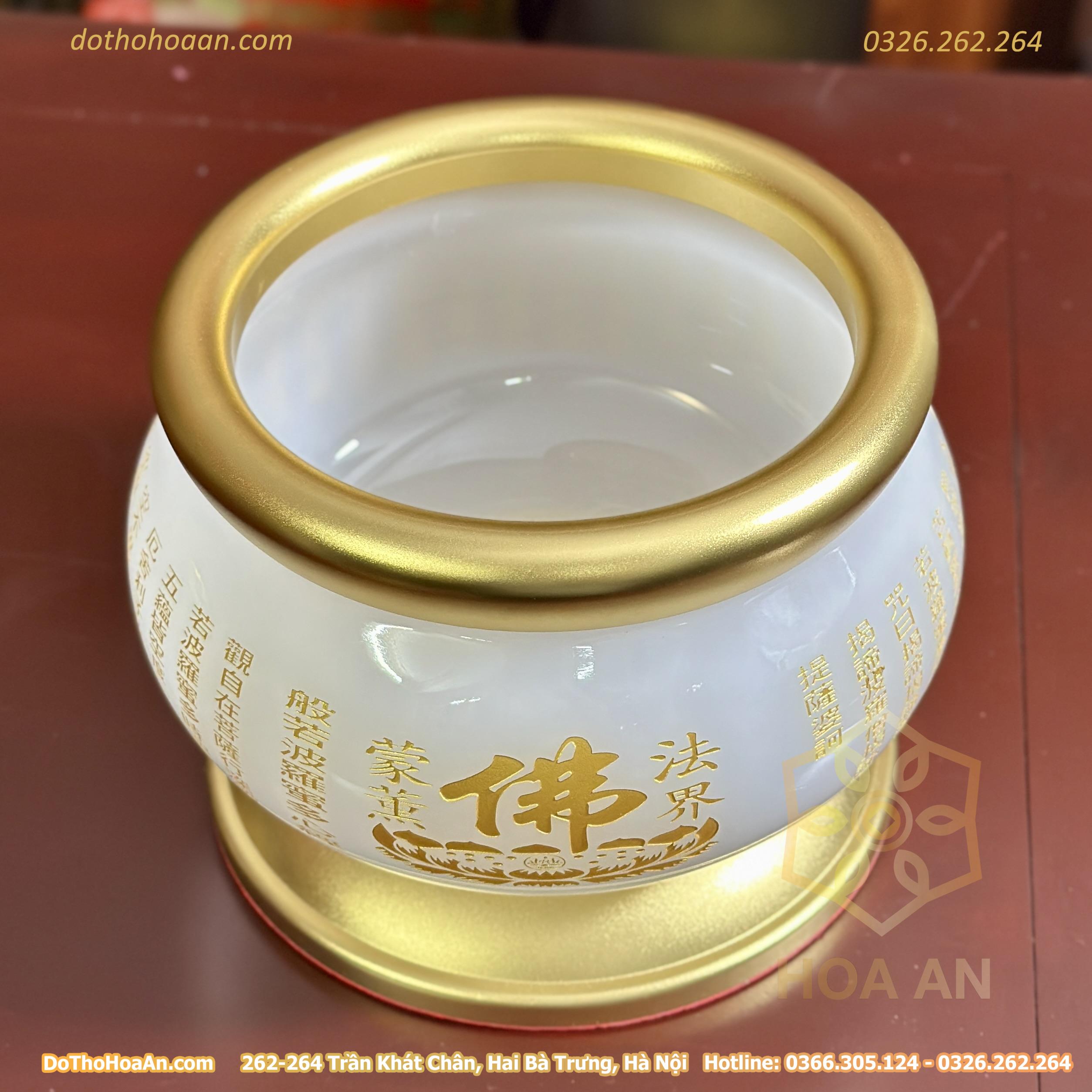Bát Hương Lưu Ly Trắng Bọc Đồng (5)